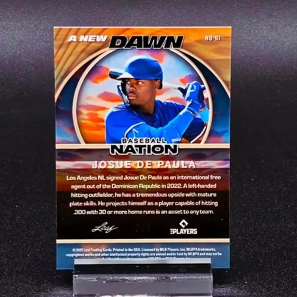 Josue De Paula 2/3 New Dawn Blue Ray Wave Refractor Dodgers Top Prospect - Picture 3 of 3